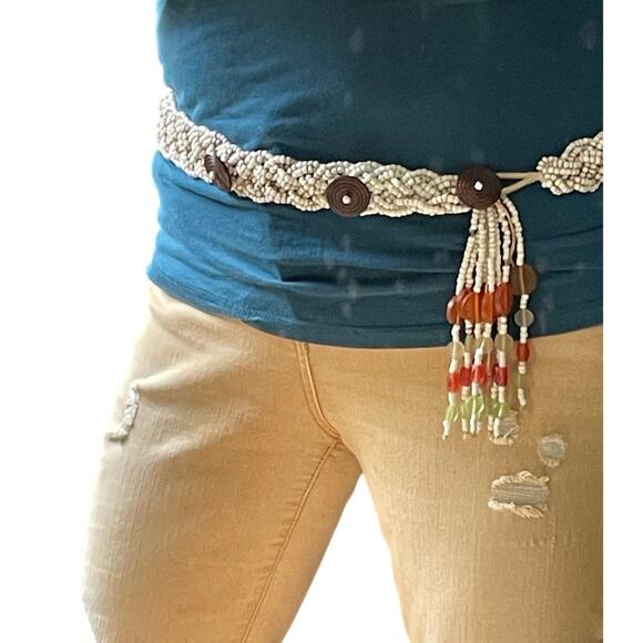 Vintage Hand Beaded Boho Belt - Picture 1 of 6